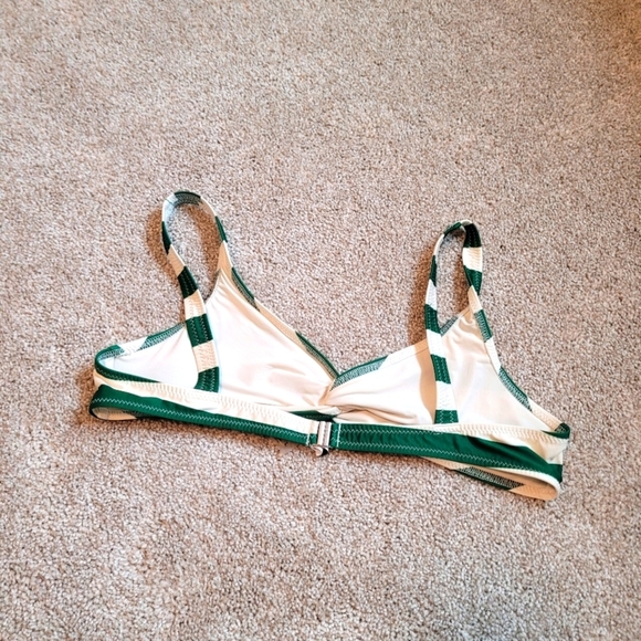 SOLID & STRIPED Women's Green And White Striped Bikini Top Size Large - Picture 3 of 5